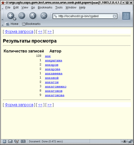 Пример результата просмотра поискового индекса